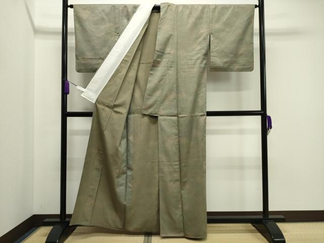 平和屋着物▽上質なお召 単衣 縞 正絹 逸品 CAAV8968gh