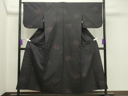 平和屋着物▽結城紬 単衣 80亀甲 竜田川 正絹 逸品 CAAV8970gh