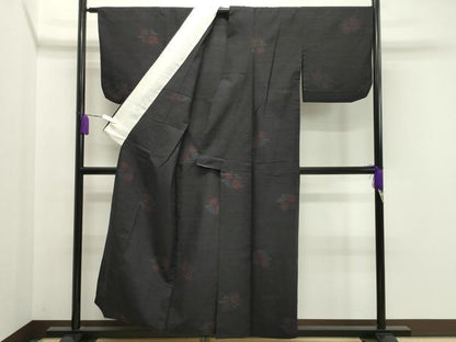 平和屋着物▽結城紬 単衣 80亀甲 竜田川 正絹 逸品 CAAV8970gh