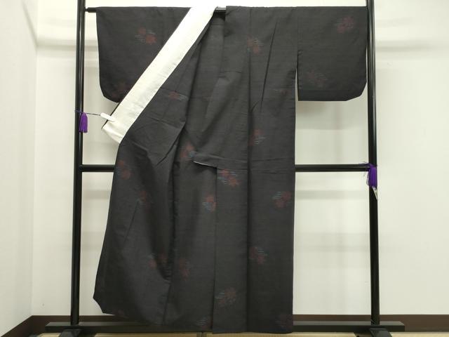平和屋着物▽結城紬 単衣 80亀甲 竜田川 正絹 逸品 CAAV8970gh