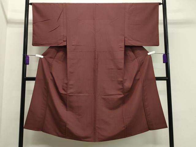 平和屋着物▽男性　色無地　単衣　小豆色　洗える着物　CAAV8976gh