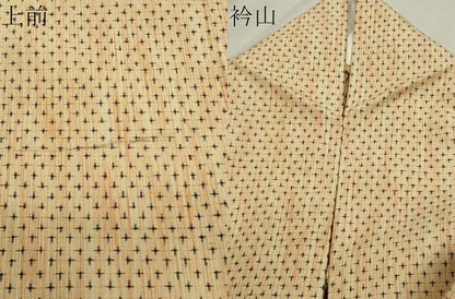 平和屋着物▽上質な紬 単衣 十字絣 正絹 逸品 CAAV8977gh