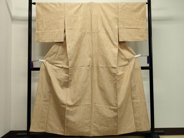 平和屋着物▽上質な紬 単衣 十字絣 正絹 逸品 CAAV8977gh