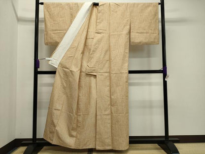 平和屋着物▽上質な紬 単衣 十字絣 正絹 逸品 CAAV8977gh
