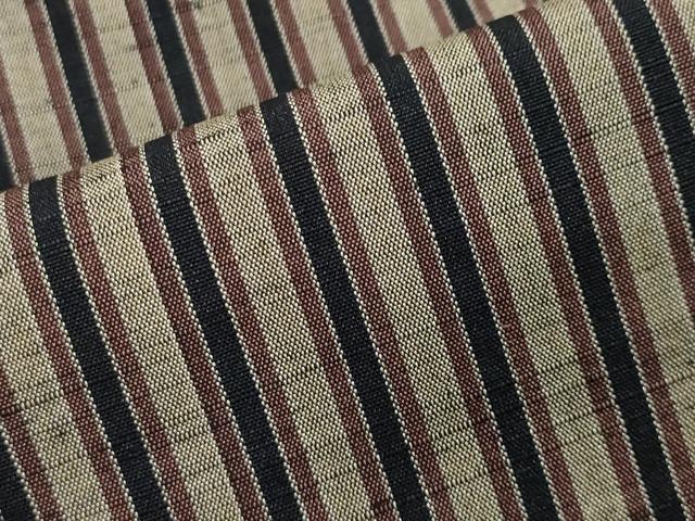 平和屋着物▽上質な紬 単衣 縞 正絹 逸品 CAAV8981gh