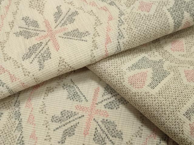 平和屋着物▽本塩沢 単衣 菱吉祥文 正絹 逸品 CAAV8982gh