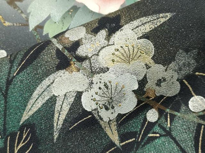 平和屋着物▽訪問着　単衣　螺鈿　枝梅花文　暈し染め　金銀彩　正絹　逸品　CAAV8983gh