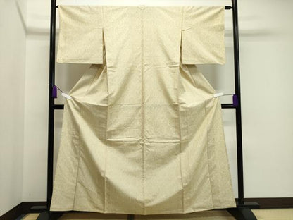平和屋着物▽上質な紬　単衣　亀甲繋ぎ　正絹　逸品　CAAV8986gh