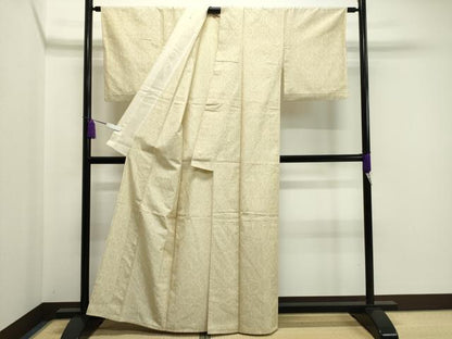平和屋着物▽上質な紬　単衣　亀甲繋ぎ　正絹　逸品　CAAV8986gh