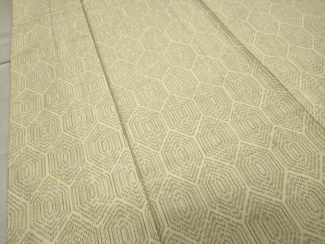 平和屋着物▽上質な紬　単衣　亀甲繋ぎ　正絹　逸品　CAAV8986gh