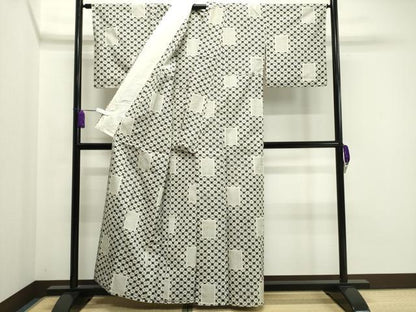 平和屋着物▽上質な紬　単衣　吉祥文　正絹　逸品　CAAV8989gh