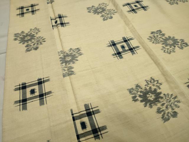 平和屋着物▽上質な紬 単衣 吉祥花文 正絹 逸品 CAAV8993gh