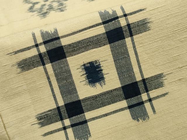 平和屋着物▽上質な紬 単衣 吉祥花文 正絹 逸品 CAAV8993gh