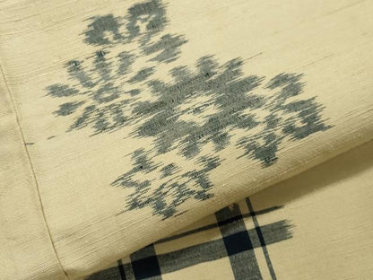 平和屋着物▽上質な紬 単衣 吉祥花文 正絹 逸品 CAAV8993gh