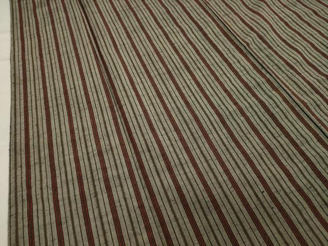 平和屋着物▽上質な紬 単衣 縞 正絹 逸品 CAAV8994gh