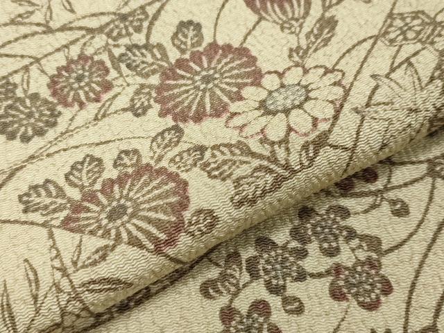 平和屋着物▽上質な小紋 単衣 枝梅花文 鬼しぼ縮緬 正絹 逸品 CAAV8995gh