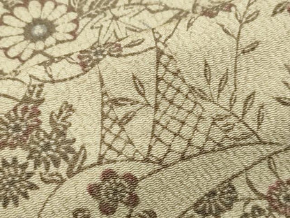 平和屋着物▽上質な小紋 単衣 枝梅花文 鬼しぼ縮緬 正絹 逸品 CAAV8995gh