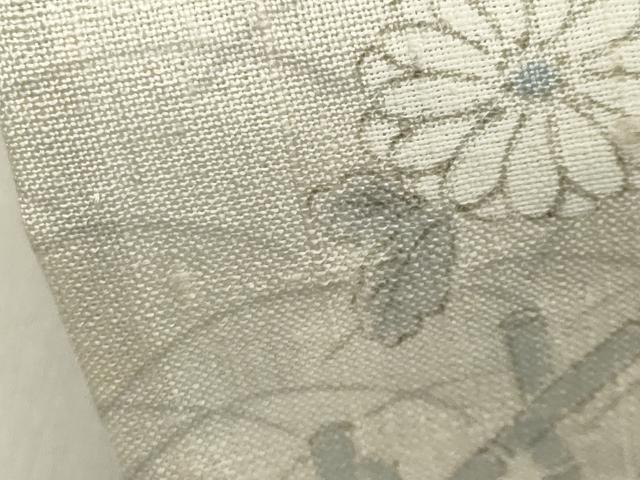 平和屋着物▽生紬　単衣　籬草花文　正絹　逸品　CAAV9183gh
