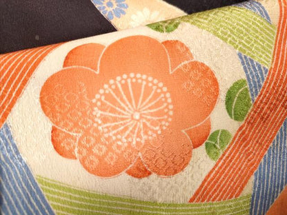 平和屋着物∵セミアンティーク 女の子 十三参り 子供 祝着 鞠草花文 逸品 CAAV9235ze