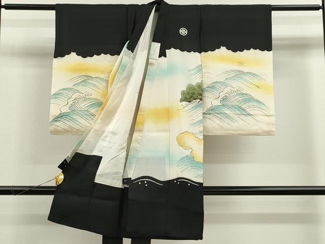 平和屋着物[]お宮参り　男の子　祝着　産着　初着　のしめ　刺繍　鷹　立波松文　暈し染め　金彩　逸品　CAAV9271ze