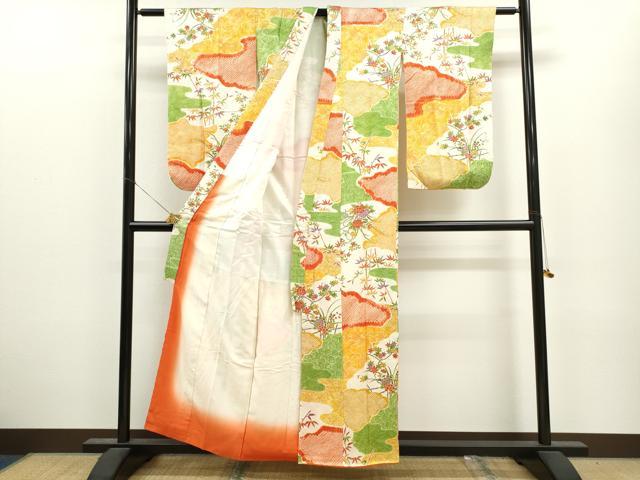平和屋着物∵女の子 十三参り 子供 祝着・袋帯セット 絞り 雲取り枝花文 逸品 CAAV9301ze