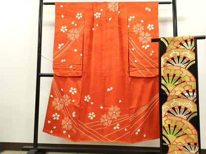 平和屋着物∵女の子 十三参り 子供 祝着・袋帯セット 舞花文 逸品 CAAV9312ze