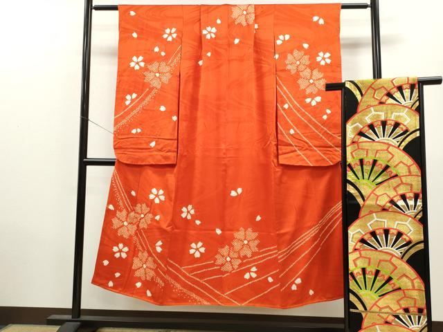 平和屋着物∵女の子 十三参り 子供 祝着・袋帯セット 舞花文 逸品 CAAV9312ze