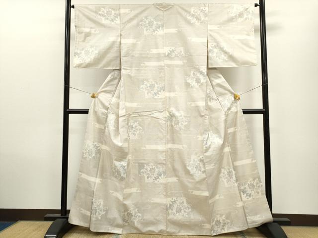 平和屋着物●上質な紬 枝花文 正絹 逸品 CAAV9313ze