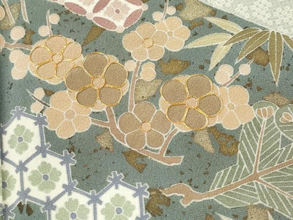 平和屋着物●訪問着 駒刺繍 松竹梅宝尽くし花文 金彩 正絹 逸品 CAAV9328ze