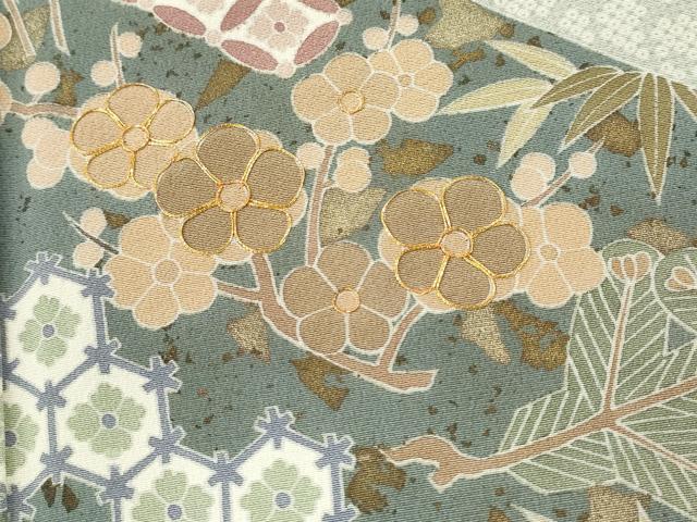 平和屋着物●訪問着 駒刺繍 松竹梅宝尽くし花文 金彩 正絹 逸品 CAAV9328ze