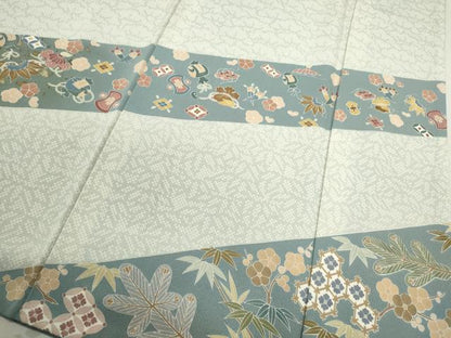平和屋着物●訪問着 駒刺繍 松竹梅宝尽くし花文 金彩 正絹 逸品 CAAV9328ze