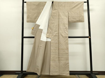 平和屋着物●訪問着 紬地 横段文 正絹 逸品 CAAV9342ez