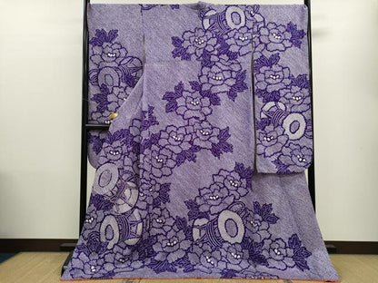 平和屋着物●豪華振袖　総絞り　駒刺繍　鼓草花文　正絹　逸品　CAAV9351ze