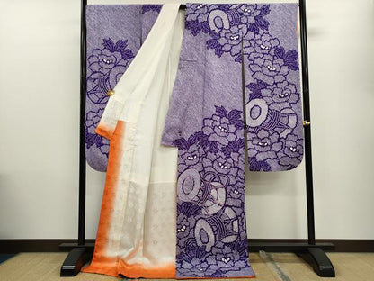 平和屋着物●豪華振袖　総絞り　駒刺繍　鼓草花文　正絹　逸品　CAAV9351ze