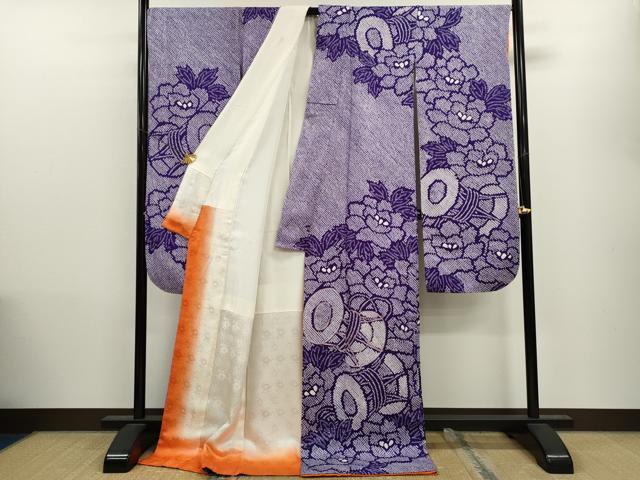 平和屋着物●豪華振袖　総絞り　駒刺繍　鼓草花文　正絹　逸品　CAAV9351ze