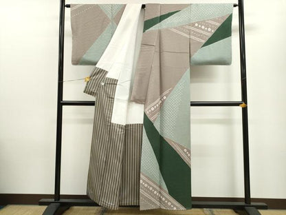 平和屋着物●染色作家　斉藤三才　訪問着　絞り　切嵌吉祥文　正絹　逸品　未使用　CAAV9355ze
