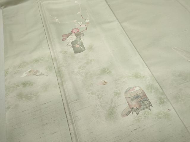 平和屋着物●訪問着 紬地 刺繍 霞吉祥枝花文 金彩 正絹 逸品 CAAV9358ze