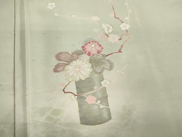 平和屋着物●訪問着 紬地 刺繍 霞吉祥枝花文 金彩 正絹 逸品 CAAV9358ze