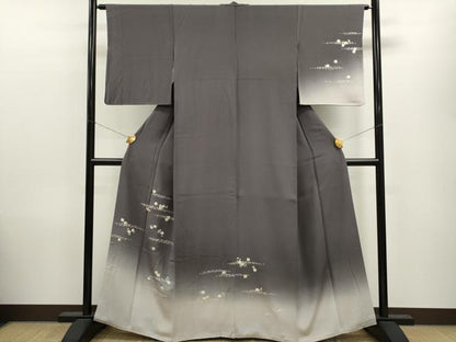平和屋着物●訪問着　総刺繍　駒刺繍　舞花文　暈し染め　金糸　正絹　逸品　CAAV9360ze