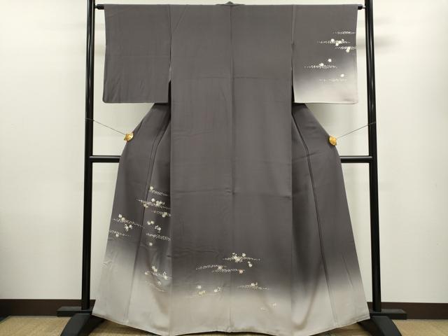 平和屋着物●訪問着　総刺繍　駒刺繍　舞花文　暈し染め　金糸　正絹　逸品　CAAV9360ze