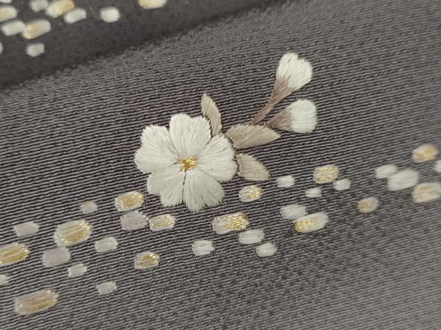 平和屋着物●訪問着　総刺繍　駒刺繍　舞花文　暈し染め　金糸　正絹　逸品　CAAV9360ze