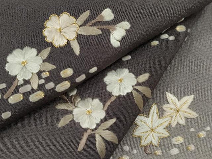 平和屋着物●訪問着　総刺繍　駒刺繍　舞花文　暈し染め　金糸　正絹　逸品　CAAV9360ze
