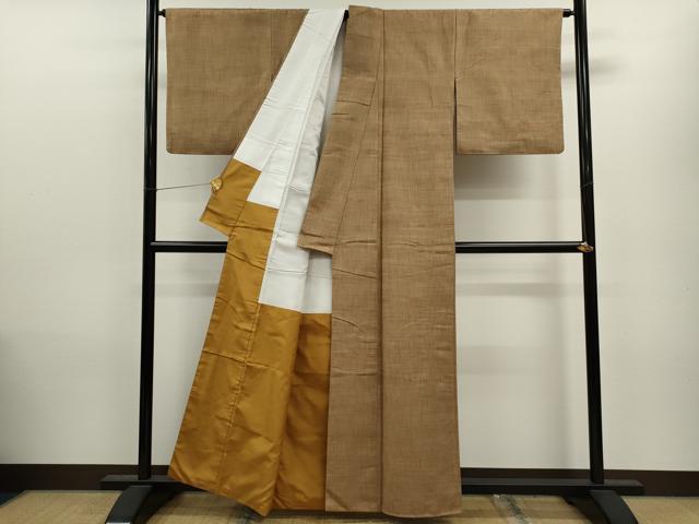 平和屋着物●上質な紬 花織 霞吉祥文 正絹 逸品 CAAV9367ze