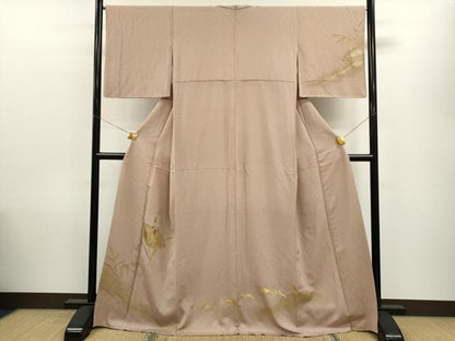平和屋着物●訪問着　動物飛鶴笹文　金彩　正絹　逸品　CAAV9371ze