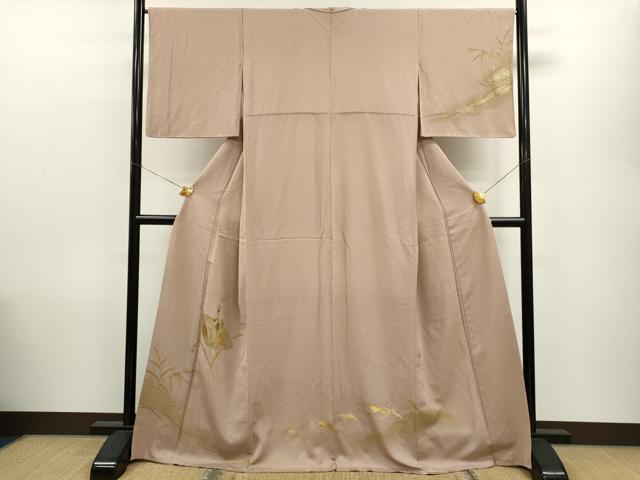 平和屋着物●訪問着　動物飛鶴笹文　金彩　正絹　逸品　CAAV9371ze