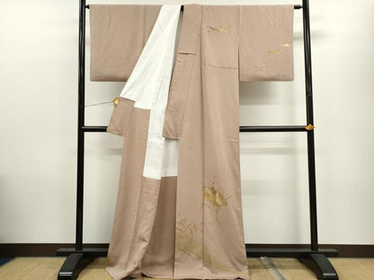 平和屋着物●訪問着　動物飛鶴笹文　金彩　正絹　逸品　CAAV9371ze
