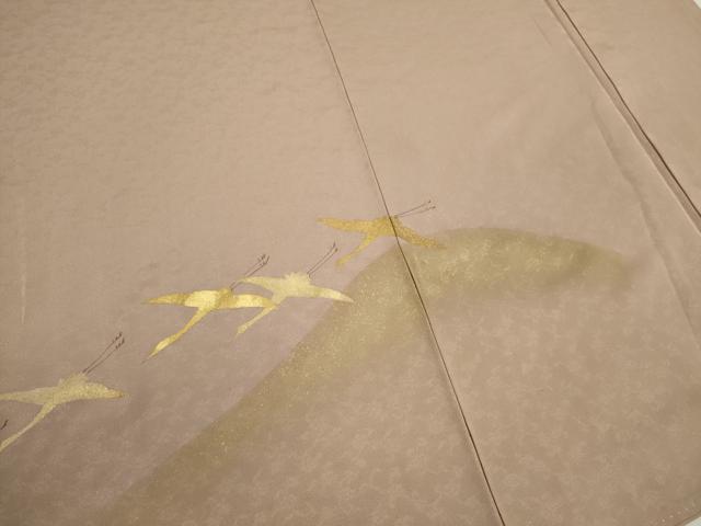 平和屋着物●訪問着　動物飛鶴笹文　金彩　正絹　逸品　CAAV9371ze