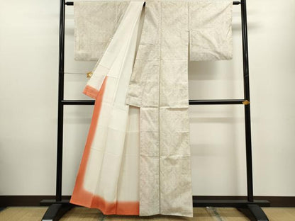 平和屋着物●本場大島紬 白大島 7マルキ 亀甲文様 正絹 逸品 CAAV9374ze