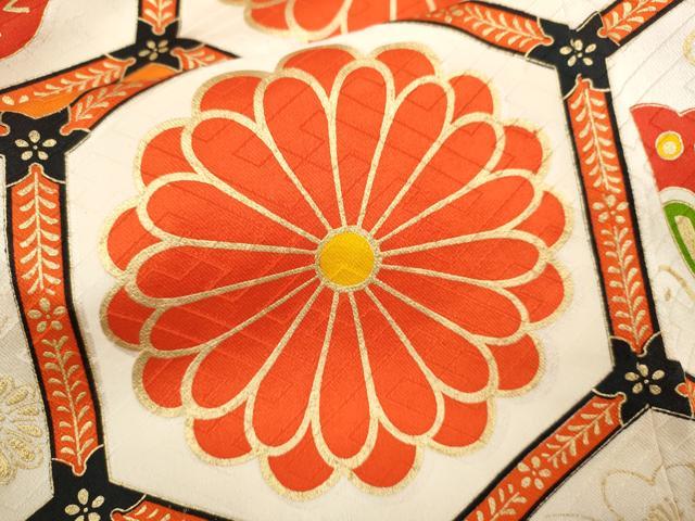 平和屋着物∵女の子 十三参り 子供 祝着・長襦袢・袋帯セット 駒刺繍 亀甲舞蝶菊文 金彩 逸品 CAAV9403ze