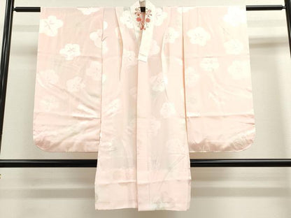平和屋着物[]七五三　女の子　７歳　祝着　四つ身　長襦袢・袋帯セット　駒刺繍　絞り　雲取り貝桶草花文　金彩　逸品　CAAV9405ze
